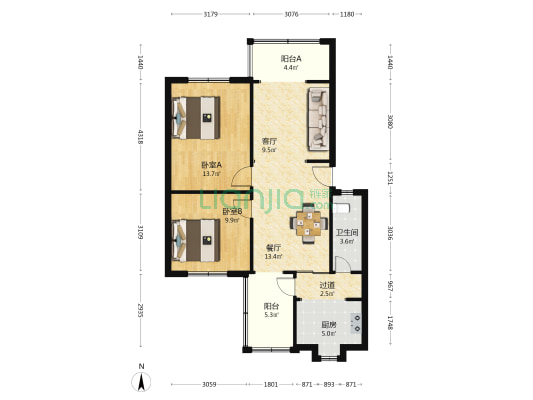 七道堰街11号 2室2厅1卫 75平方