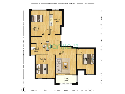 阳光景庭 1室0厅0卫 106平方