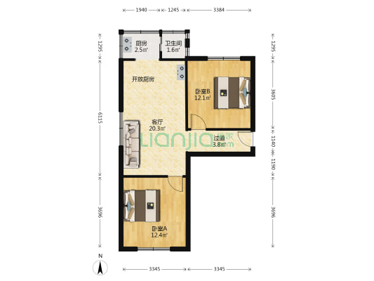 二楼 明厅 精装修 新玛特 车站 近学 校 早市夜市-户型图