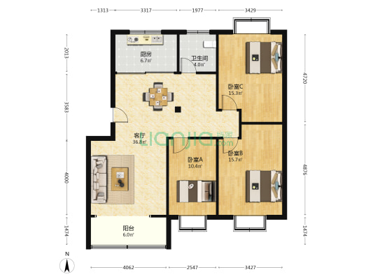 中石油七公司水寨基地北区 3室1厅1卫 113平方