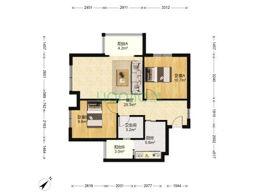 朝阳朗香广场 2室1厅1卫 79平方