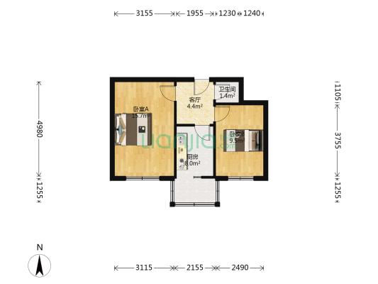 寇庄西路宿舍交警宿舍 2室1厅1卫 46平方