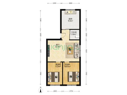 良友小区 2室1厅1卫 73平方