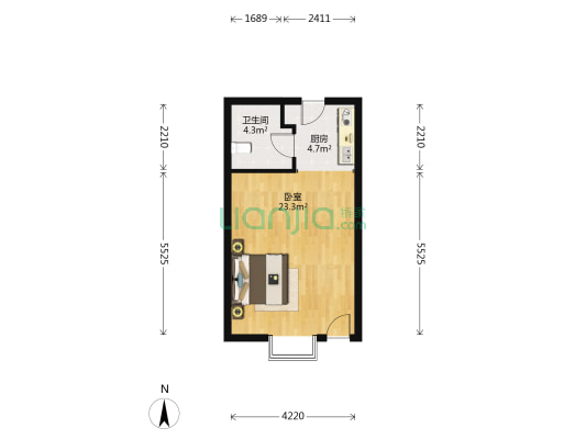 万芙锦城 1室0厅1卫 46平方