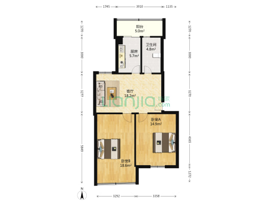 健康东路67号 2室1厅1卫 78平方