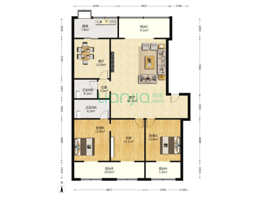 西安工程技师学院家属院 3室2厅2卫 168平方