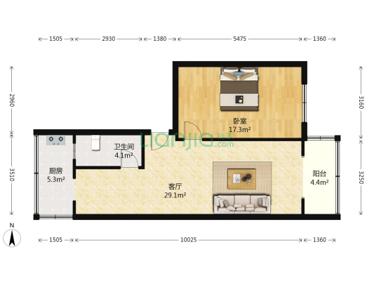 西胜街19号 1室1厅1卫 68平方