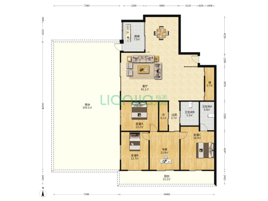 云锦大厦 4室1厅2卫 187平方