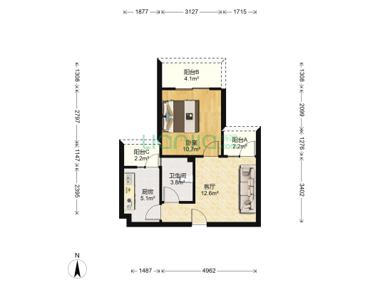 龙门镇 1室1厅1卫 52平方