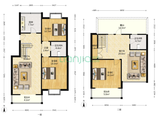香江名城 3室2厅2卫 156平方