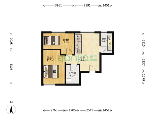 国合悦澜山 2室1厅1卫 65平方