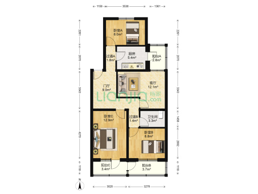 兴华园 3室1厅1卫 94平方