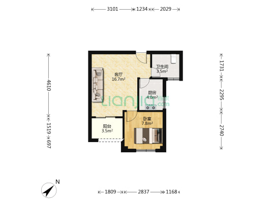 烽火尚品虹城 1室1厅1卫 51平方