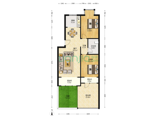 林城万人温泉小镇一期 2室1厅1卫 96平方