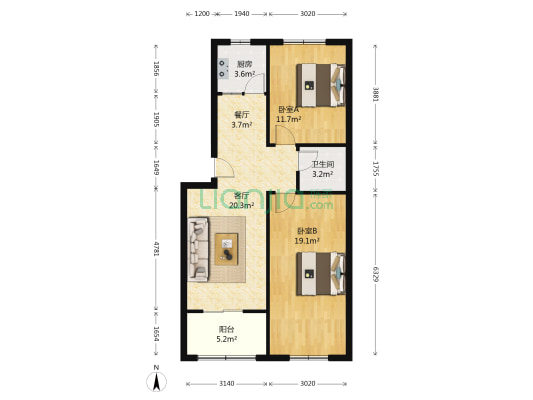 车神东苑小区 2室2厅1卫 81平方