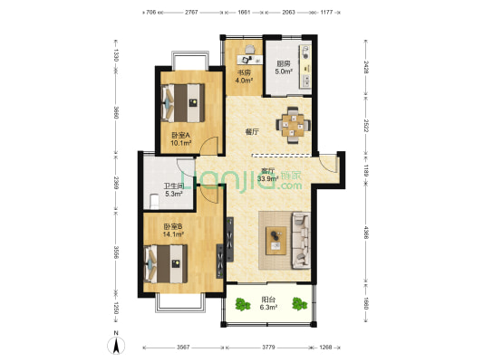 玉河明珠小区 3室1厅1卫 102平方