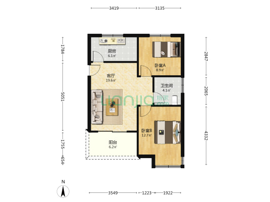 东骏悦府 2室1厅1卫 79平方