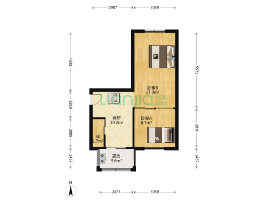 莲花一小区 2室1厅0卫 53平方