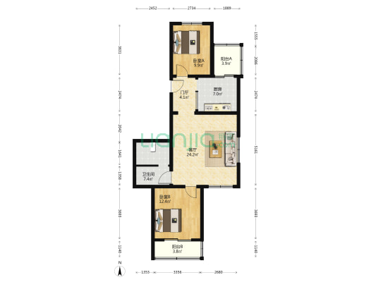 长虹东路乙1号 2室1厅1卫 94平方