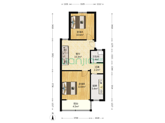 紫萝苑 2室1厅1卫 64平方
