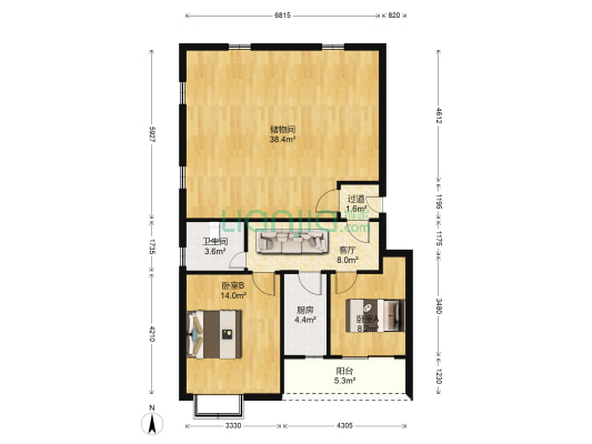 滨海嘉年华B1区 2室1厅1卫 109平方