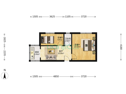 大连银行 2室1厅1卫 56平方