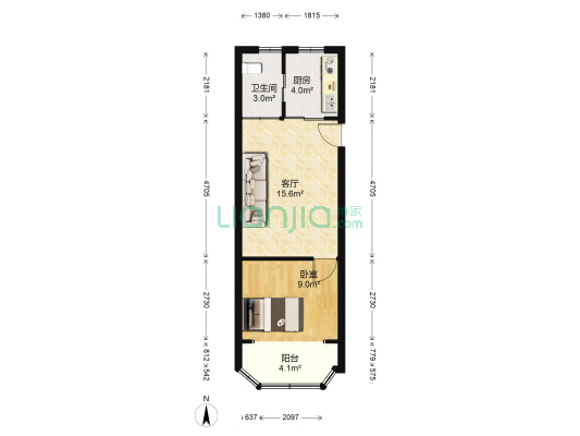 上南九村 1室1厅1卫 48平方