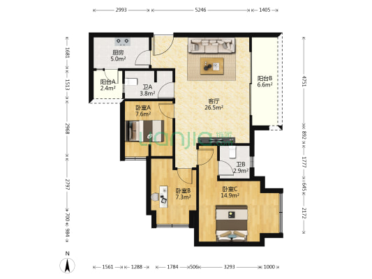 财信铂雲府 3室1厅2卫 98平方