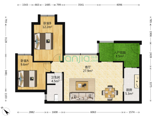汇厦少城琴台府 2室1厅1卫 80平方