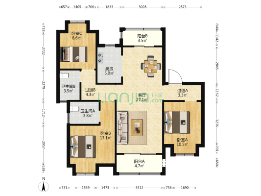 雅居乐玺悦悦云苑 3室1厅2卫 114平方