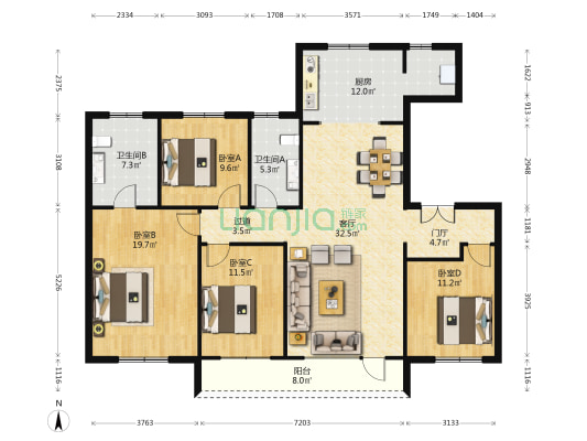 保利白沙林语（四期） 4室1厅2卫 150平方