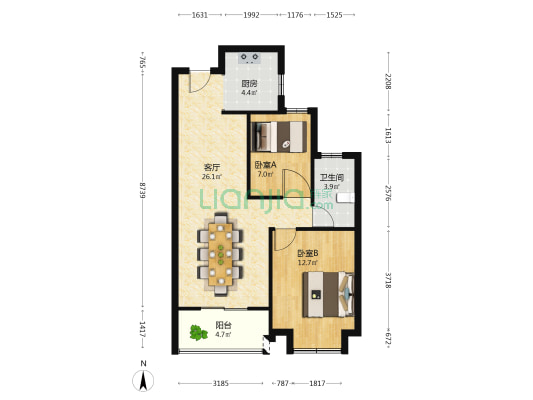 滨江君品美寓 2室1厅1卫 79平方