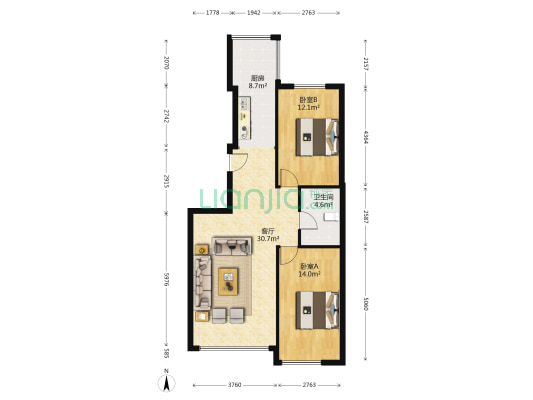 天鹅湾·赫郡 2室1厅1卫 101平方