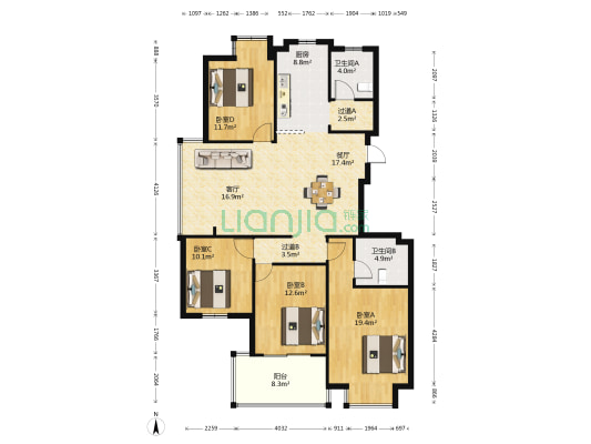 鑫和珑庭 4室2厅2卫 143平方