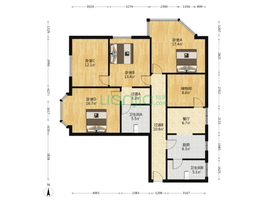 金瓯大厦 4室1厅2卫 137平方