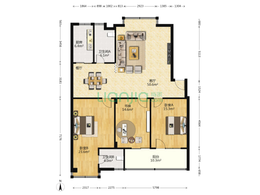 省检察院小区 3室1厅2卫 160平方