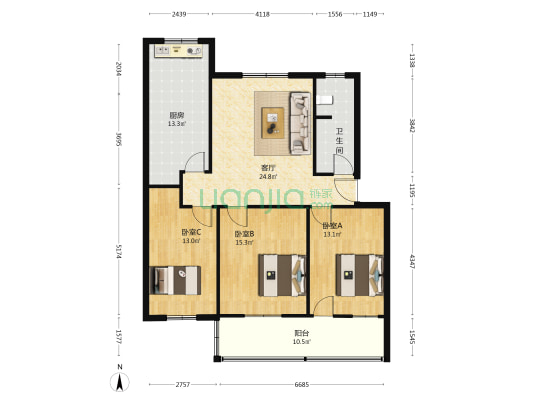 驻马店市第十一小学家属院 3室1厅1卫 110平方