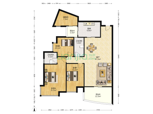 天骄峰景 3室1厅2卫 157平方