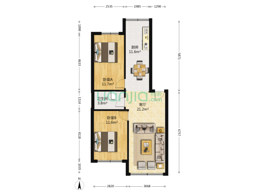 新月山庄C区 2室1厅1卫 78平方
