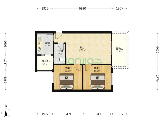 大观苑三期 2室1厅1卫 70平方