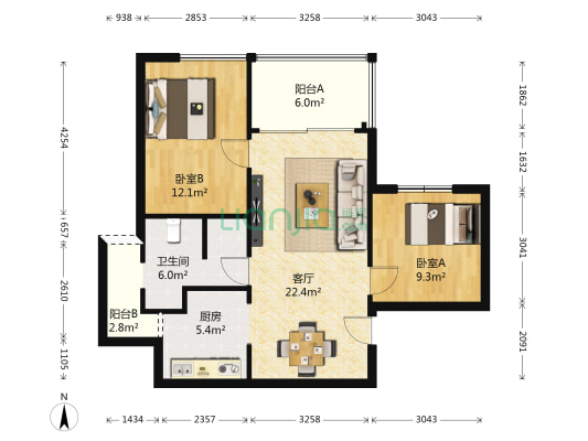东海阿特豪斯 2室1厅1卫 81平方
