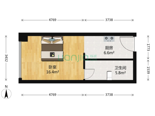 绿城运河郡 1室0厅1卫 42平方