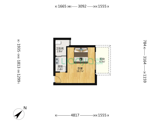 兴业华庭 1室0厅1卫 34平方