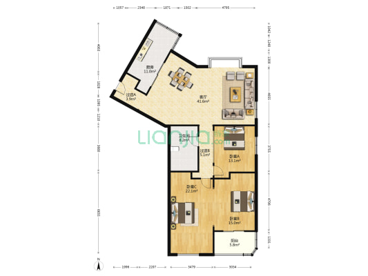 锦江豪庭 3室1厅1卫 159平方
