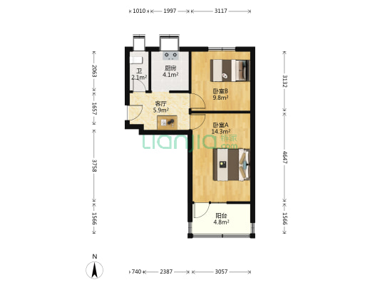 河北科技大学宿舍(健康路) 2室1厅1卫 50平方