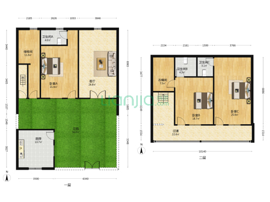 镇北路 3室1厅3卫 146平方