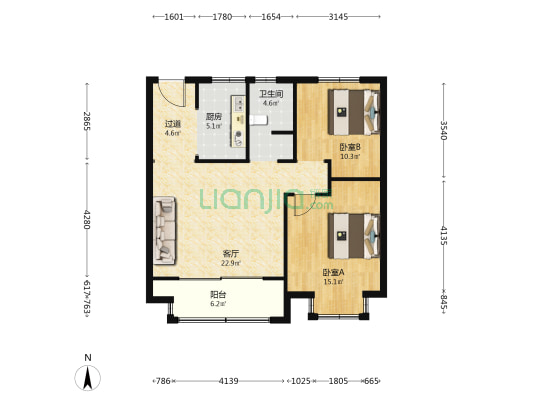 石燕锦苑 2室1厅1卫 94平方
