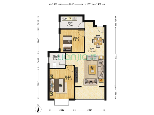 和平人家 2室1厅1卫 89平方