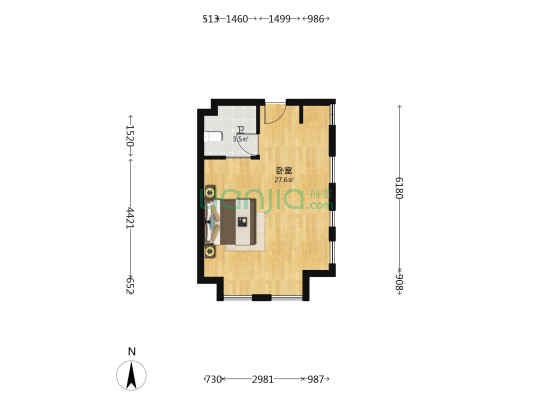 上饶高铁财富广场 1室0厅1卫 50平方
