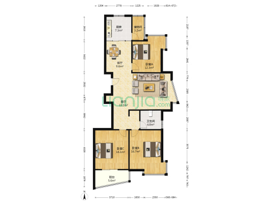正岩俊园 3室2厅1卫 140平方